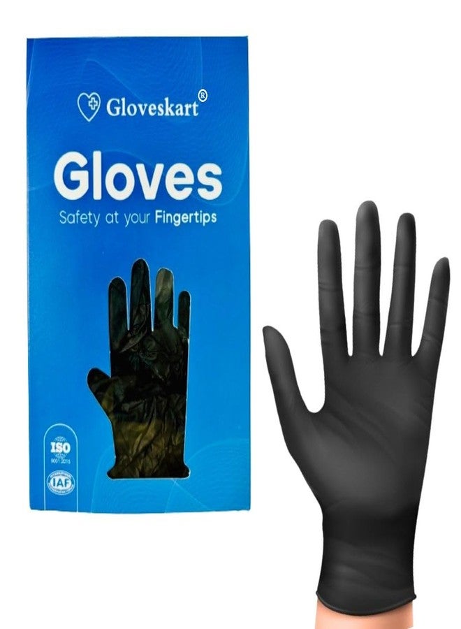 GLOVESKART قفازات GLOVESKART® السوداء الممتازة المصنوعة من النتريل (المقاسات: صغير، متوسط، كبير) (عبوة من 20، 30، 50، 80، 100 قطعة)، معتمدة من ISO IAF، صالحة للاستخدام مع الطعام، قفازات متعددة الأغراض للاستخدام مرة واحدة، خالية من البودرة، عدد دقيق (صغير، 30) - Image 1